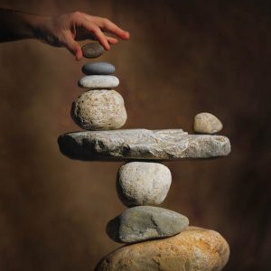 a balanced stone cairn
